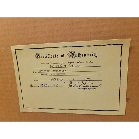 Joseph Wolins Black And White "Mother And Child" Lithograph Signed 133/250 w/COA - Picture 8 of 9